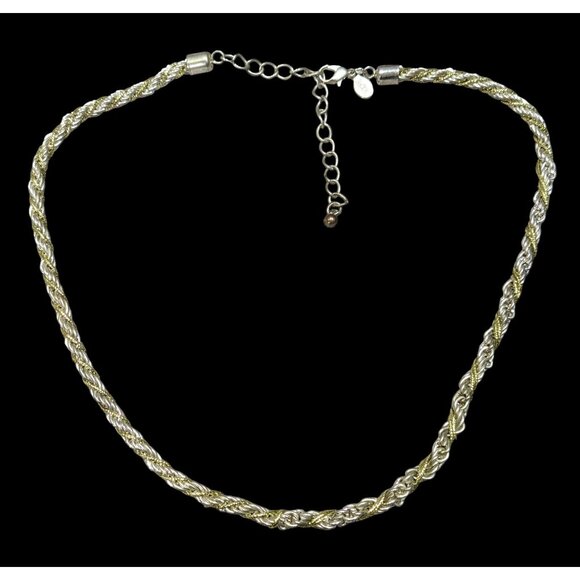Vintage Twisted Rope Chain Silver And Gold Tone Marked KR - Picture 1 of 5
